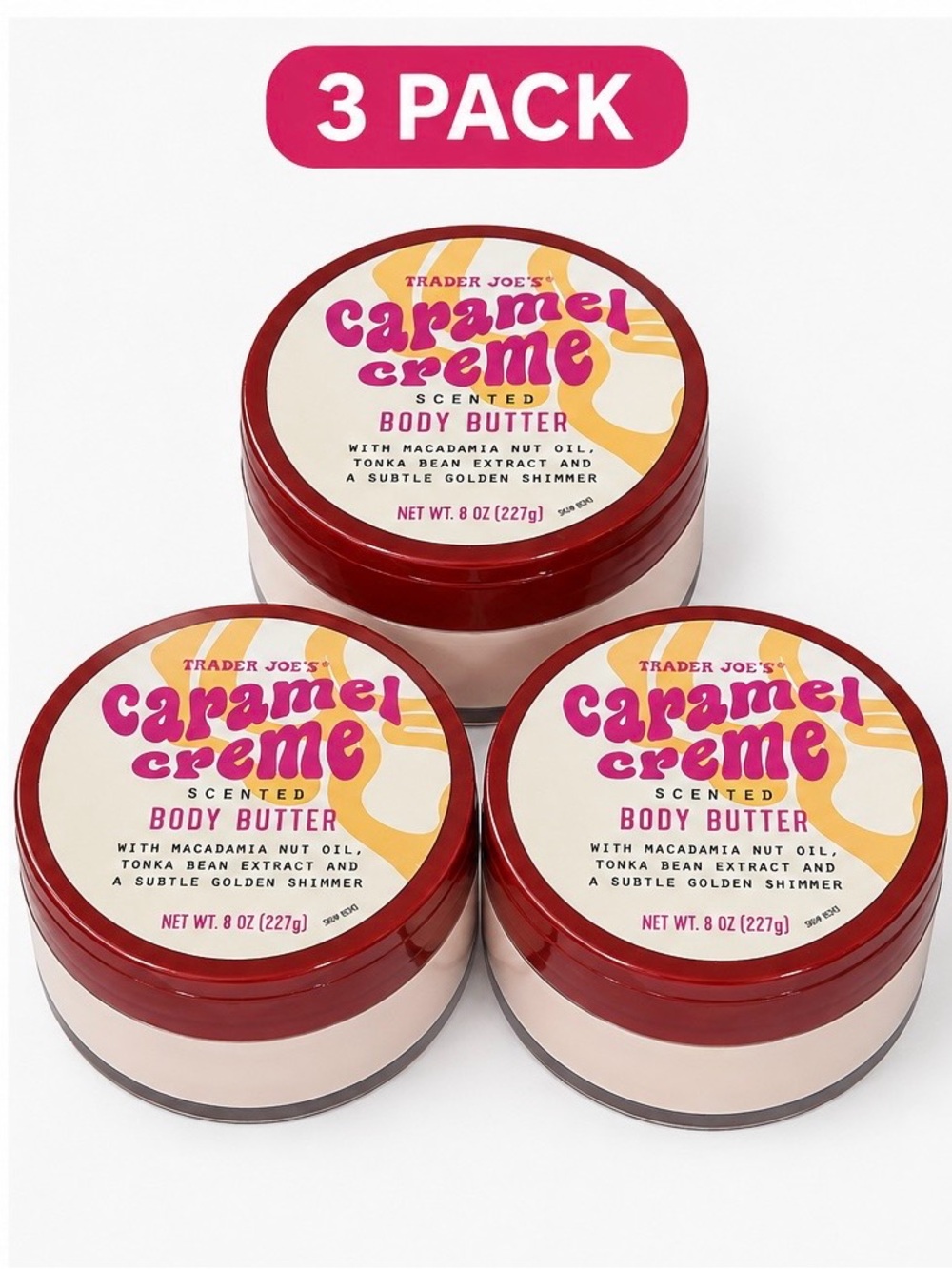 Trader Joe's Caramel Crème Scented Body Butter - Cream (3 Pack)